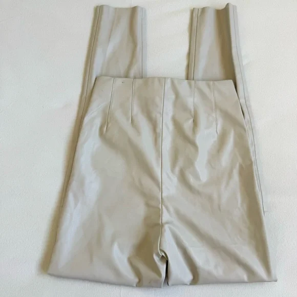 Zara Cream Faux Leather Pants - Picture 7 of 8